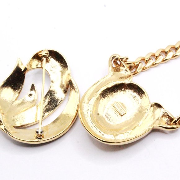 Vintage Mint Trifari TM Brown Enamel Black Cabochon Necklace Set - Picture 9 of 9